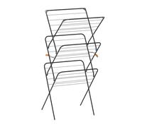 Rörets Tendedero Rise Black - Construcción pop-up - Bloqueo de seguridad - 61 x 49 x 140 cm - 18 m de superficie seca - Diseño y calidad de la marca de soporte seco más fuerte de Suecia (negro)