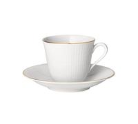 Rörstrand Taza de café y platillo Swedish Grace Gala blanco