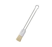 RÖSLE Brocha para hornear Pro 2,5 cm, con cerdas de plástico PBT para engrasar y acristalar, mango de alambre, acero inoxidable 18/10, 2,5 cm, color plateado y blanco