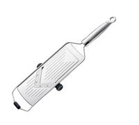 RÖSLE Cortador de Mandolina con hoja en V, Rallador en V para Verduras, 5 Grosores de Corte, con Soporte de Silicona, Acero Inoxidable 18/10, Incluye Soporte para Verduras y Tapa Protectora