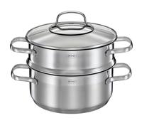 Rösle Elegance Vaporera Ø 20 cm, Acero Inoxidable 18/10, Borde vertedor, Escala Interior, Tapa de Cristal, Apta para inducción, Apta para lavavajillas, 22 x 29 x 23 cm