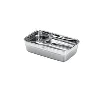 RÖSLE FLEXX 2GO - Fiambrera rectangular de acero inoxidable, apta para microondas y horno hasta 150 °C, apta para lavavajillas, color plateado