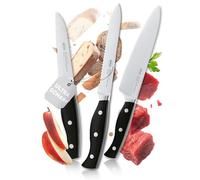 Rösle Pura - Juego de Cuchillos de Cocina (3 Piezas, Incluye Cuchillo de Chef, Cuchillo Universal y Cuchillo para Verduras, Hoja de Acero Especial, Mango ergonómico remachado, Ideal para Todos los