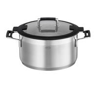 RÖSLE SILENCE PRO - Olla universal de acero inoxidable 18/10, 24 cm de bajo, tapa de cristal, escala interior, apta para inducción, apta para lavavajillas