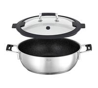 RÖSLE SILENCE PRO ProResist - Sartén para servir (antiadherente y resistente, diámetro de 28 cm, resistente al calor hasta 160 °C, sellado de cerámica, color plateado, acero inoxidable 18/10, apto