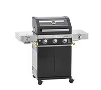 RÖSLE VIDERO G3-S Vario+ - Barbacoa de gas, color negro, 30 mbar, 3 quemadores de acero inoxidable, zona de preparación adicional, paneles laterales plegable, acero con recubrimiento de polvo