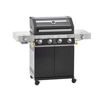 RÖSLE VIDERO G4-S Vario+ - Barbacoa de gas, color negro, 30 mbar, con 4 quemadores de acero inoxidable, zona de preparación adicional, paneles laterales plegables, acero con recubrimiento de polvo