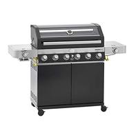 RÖSLE VIDERO G6-S Vario+ - Barbacoa de gas en color negro, 30 mbar, con 6 quemadores de acero inoxidable, zona de preparación adicional y quemador en el lateral, acero con recubrimiento de polvo