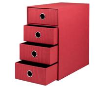 Rössler 1524452364 SOHO - Caja de almacenaje con 4 cajones, A4, color rojo | Organizador de escritorio para documentos, expedientes, material de oficina y almacenamiento ordenado