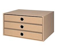 Rössler - Caja con 3 cajones S.O.H.O. A4, 34 x 25 x 19 cm, papel kraft | Organizador de escritorio para documentos, expedientes, material de oficina y almacenamiento ordenado