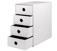 Rössler - S.O.H.O. Caja con 4 cajones, 18 x 25 x 32 cm, blanco | Organizador de escritorio para documentos, expedientes, material de oficina y almacenamiento ordenado