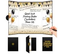 Roetyce Decoraciones de despedida de compañeros de trabajo, color negro y dorado con texto en inglés "Good Luck Finding Better Coworkers Than Us", tarjeta jumbo, regalo de tablero de firma de