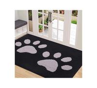 ROEUIPG Alfombra Entrada Casa Felpudo de Entrada con diseño de Patas de Perro, Duradero, Antideslizante, Absorbente y Resistente a la Suciedad, y Lavable.(BK GY,60X90CM)