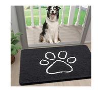 ROEUIPG Alfombra Entrada Casa Felpudo For Patas De Perro Sucias De Chenilla Ultraabsorbente con Diseño De Huella, Antideslizante, De Secado Rápido Y Lavable.(Black,61x120cm)
