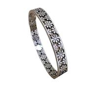 ROEUIPG Brazalete de acero inoxidable con margaritas huecas y flores for mujer, pulseras florales chapadas en oro, joyería resistente al agua(Silver Color)