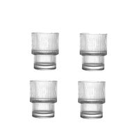 ROEUIPG Coffee Glass Cups Stackable Glassware Stripe Simple Transparent Cocktail Bar Beverages Soda Milk Juice Drink Mugs Cup Drinkware(300ml 4pcs)