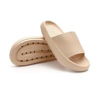 ROEUIPG Pantuflas con cojín de nube for mujer, suaves, verano, plataforma gruesa, for baño, hogar, for hombre, antideslizantes, for interiores, for(Khaki,42-43(foot 260mm))