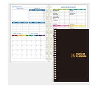 ROEUIPG Planificador De Presupuesto 2 Piezas, 50 Hojas, Organizador Facturas Mensuales, Cuaderno(2pcs Black Gold)