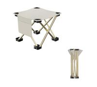 ROEUIPG Portable Folding Stool Small Lightweight Travel Chair with Side Storage Pocket Stools Camping For Fishing(Beige)