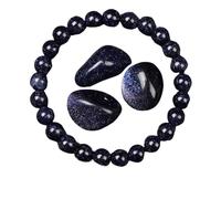 ROEUIPG Pulsera de cuentas piedra obsidiana dorada for hombres y mujeres, luz, arcoíris, cruda, redondas, joyería energética(21cm,8MM BEADS_27 BLUE SAND STONE)