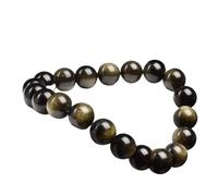 ROEUIPG Pulsera de cuentas piedra obsidiana dorada for hombres y mujeres, luz, arcoíris, cruda, redondas, joyería energética(19cm,8MM BEADS_15 GOLDEN JADE)