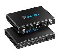 ROFAVEZCO 4K HDMI KVM Extender USB sin comprimir 4K 60Hz HDR Single Over Cat5e/6 hasta 300 pies 3 puertos USB 2.0 Hub POE RS232 EDID 3,5 mm Audio estéreo y micrófono 70H2KVM