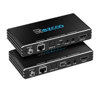 ROFAVEZCO Extensor HDMI 4K @60Hz ARC HDR10 18Gbps a través de Cat5e Cat6 con SPDIF Toslink, bidireccional PoE+IR + CEC 230ft 1080P, 130ft 4K HDMI2.0 HDCP2.2, Atmos, DTS:X, 4K Down-Scale