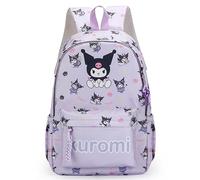 Roffatide Animation Kuromi Mochilas Casuales de Estampado Completo Portátiles de Computadora y Senderismo, Cremallera Morada