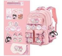 Roffatide Animation Melody kawaii mochilas 21 piezas juego de accesorios estética de viajes de dibujos animados bolsa de regalo del nuevo semestre lindo pin antirrobo computadora portátil mochilas de