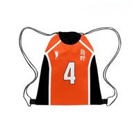 Roffatide Anime Bolsa de la cuerda Oxford Drawstring Backpack Bolsa de la cuerda Sports Basketball Sackpack Negro Naranja E