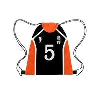 Roffatide Anime Bolsa de la cuerda Oxford Drawstring Backpack Bolsa de la cuerda Sports Basketball Sackpack Negro Naranja F