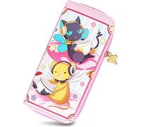 Roffatide Anime Cardcaptor Sakura Carteras para Mujeres y niñas Cartera Larga de imitación de Cuero Rosa Monedero de Mujer Rosa B