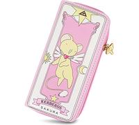 Roffatide Anime Cardcaptor Sakura Carteras para Mujeres y niñas Cartera Larga de imitación de Cuero Rosa Monedero de Mujer Rosa A