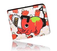 Roffatide Anime Chainsaw Man Pochita Carteras para Mujeres Hombres Piel de imitación de Doble Pliegue de Viaje Monedero Billeteras Slim Single Fold Billetera Blanco