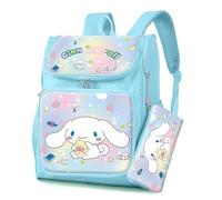 Roffatide Anime Cinnamoroll Mochila para estudiantes de primaria Adolescentes Niñas Mochila a prueba de salpicaduras con estuche de lápiz para Volver a la escuela Azul