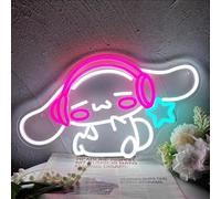 Roffatide Anime Cinnamoroll Señal de neón Kawaii led luz para la decoración de la pared del dormitorio Brillo ajustable Luz nocturna para niños Sala de juegos Regalo para niñas niños