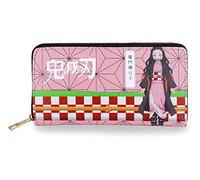 Roffatide Anime Demon Slayer Carteras Kamado Nezuko Cremallera Cartera De Cuero Falso Cartera Larga para Mujeres Hombres Mujeres Bolsa