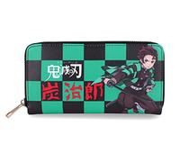 Roffatide Anime Demon Slayer Carteras Kamado Tanjirou Cremallera Cartera De Cuero Falso Cartera Larga para Mujeres Hombres Mujeres Bolsa