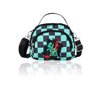 Roffatide Anime Demon Slayer Crossbody Bolsa Kamado Tanjirou Bolso de hombro pequeño Bolso bandolera Bolso Cartera Tarjetero Niñas