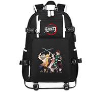 Roffatide Anime Demon Slayer Kamado Tanjirou Nezuko Mochila para portátil con estampado de personaje principal con puerto de carga USB y puerto para auriculares
