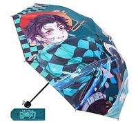 Roffatide Anime Demon Slayer Kamado Tanjirou Paraguas Paraguas de viaje de 39 pulgadas Paraguas impermeable con protección anti-UV Paraguas plegable pequeño compacto y ligero