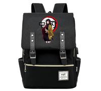 Roffatide Anime Demon Slayer Mochilas Escolar Tomioka Giyuu 15.6'' Laptop Backpacks Mochila Negra de Viaje de Negocios Daypack