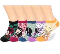 Roffatide anime Demon Slayer tobillo Socks 5 pares de calcetines de pecho bajo para hombres y mujeres papel calcetines sin espectáculo