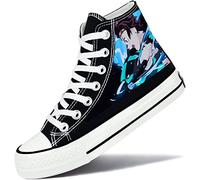 Roffatide Anime Demon Slayer Zapatillas Altas de Lona Zapatos Planos Estampados Zapatos de Skate con Cordones Talla Unisex Negro A 42