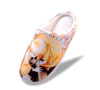 Roffatide Anime Demon Slayer Zapatillas de casa Zapatillas de casa Pantuflas con puntera cerrada Pantuflas ligeras con suela de goma Amarillo 39 1/3-40