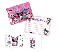 Roffatide Anime Kuromi Invitations Cards Happy Birthday Supplies 12 Pcs Fill in Invitations with Envelopes for Girls and Boys 5.9x10.8 Inch