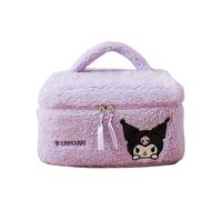 Roffatide Anime Kuromi Plush Bolso de Maquillaje Ligero Bolso cosmético de Gran Capacidad Organizador portátil de vanidad para Viajes salientes Regalo para Mujeres niñas