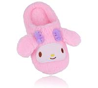 Roffatide Anime My Melody Pink Fuzzy Slippers House Open Back Slippers Closed Toe Foam Slippers with Rubber Sole for Girls One Size