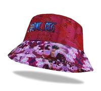 Roffatide Anime One Piece Packable Bucket Hat Graffiti Luffy Impreso Pesca Sombrero Maroon Sun Sombrero para Mujeres Hombres