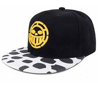 Roffatide Anime One Piece Trafalgar Gorra de Béisbol para Hombre Gorra Ajustable de Algodón Bordado con Patrón de Vaca Negro